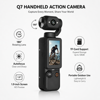 Q7 El Tipi Aksiyon Kamerası 180 Derece Dönen Lens Otomatik Odaklama 2.0 İnç IPS Ekran WiFi MicroSD Taşınabilir Vlog Video Kamerası