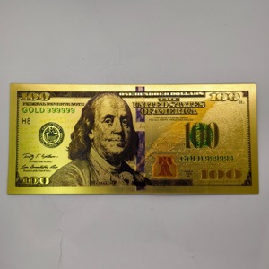 En gros, en stock : Faux billet de 100 dollars plaqué or, avec feuille d'or, argent et noir-rouge, pour anniversaires et Noël - Product Image 1