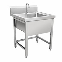 Évier de cuisine pratique à cuve unique avec design d'angle arrondi et trou de trop-plein pour les tâches quotidiennes de lavage de la vaisselle