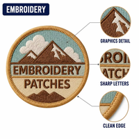 Patchs thermocollants 3D brodés personnalisés avec logo montagne, certifiés CE, pour sacs à dos et casquettes de marque à thème paysage extérieur