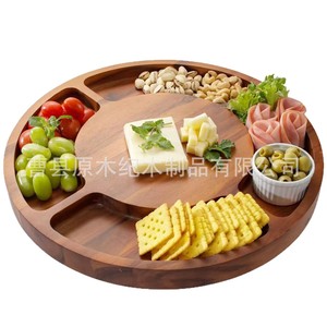 Bandeja Redonda Giratoria de Madera de Acacia para Quesos, Aperitivos, Frutas y Galletas, con Compartimentos, para Uso Doméstico - Product Image 5