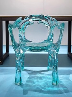 Silla de Cristal Transparente para Sala de Estar, Muebles Acrílicos, Taburete para Hotel o Restaurante, Respaldo de Resina Platino, Personalizable