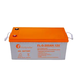 费利西蒂太阳能有利的橙色和灰色凝胶电池12v 100ah 150ah 200ah铅酸电池便宜实惠