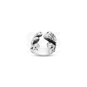 First Class Displays Bold Sculptural Silhouette Open Bypass Textured Wedding <b>Ring</b> <b>Set</b> 925 Sterling <b>Silver</b> - Product Image 1