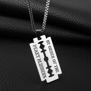 Collana con Lama in Acciaio Inossidabile <span class=keywords><strong>Peaky</strong></span> <span class=keywords><strong>Blinders</strong></span> Razor Party, Collana Punk Personalizzata, Vendita all'Ingrosso, Collana da Uomo - Product Image 2