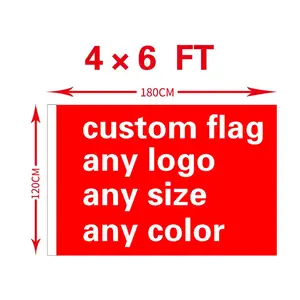 प्रमोशन चीन फैक्टरी थोक सस्ती कीमत 120x180 सेमी 4x6 फीट 100D पॉलिएस्टर डिजिटल प्रिंटिंग कस्टम ध्वज इनडोर आउटडोर के लिए