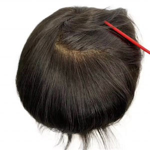 สต็อกผมสีน้ําตาลธรรมชาติตรงผ้าห่มอินเดียชายหัวล้าน hairpieces แพทช์ผมโมโนความหนาแน่น 130 - Product Image 3