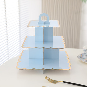 3-Layer Round Aniversário Cupcake Sobremesa DIY Paper Craft Stand Sobremesa <span class=keywords><strong>Display</strong></span> <span class=keywords><strong>Rack</strong></span> de Casamento Fontes Do Partido Do Bolo Ferramentas - Product Image 2