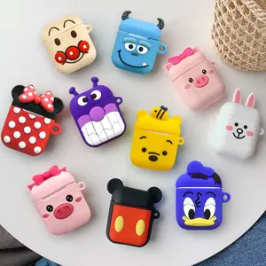 Capa de fone de ouvido para apple airpods 2, macia, fofa, desenhos animados, silicone, carregador, proteção para airpods