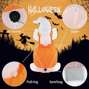 Fantasma inflable con mono de calabaza con LED incorporado, decoraciones de Halloween para fiestas, patio, jardín, césped - Product Image 3