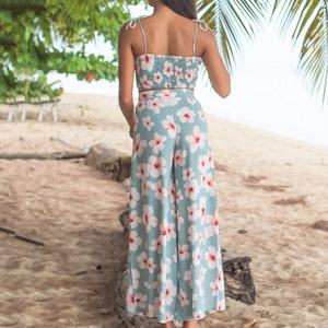 Conjunto de Dos Piezas para Mujer, Pantalones Anchos con Estampado Hawaiano, Pantalones de Rayón Personalizados, Tirantes, Top Elástico Fruncido - Product Image 6