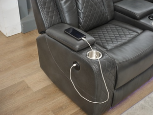 Smart Corner Leather Recliner Power Sofa Set with <b>LED</b> & <b>Speaker</b> Sectional Wood & Sponge-Filled for Living Room Furniture - Product Image 6