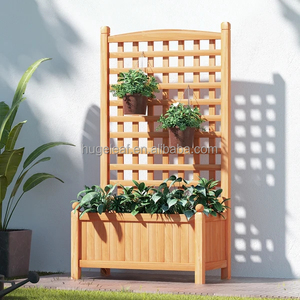 Grande boîte de jardinière en bois autoportante 2 en 1, lit de jardin extérieur en bois de <span class=keywords><strong>sapin</strong></span> surélevé avec treillis - Product Image 6