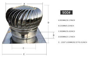 Ventilateur de toit compact 1000 mm, à montage sur toit, à énergie éolienne, en acier inoxydable, à flux axial, pour grenier - Product Image 2