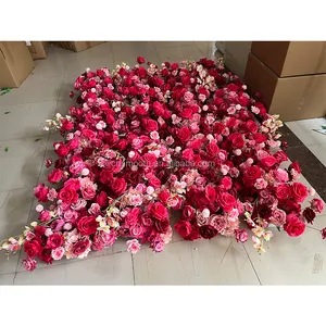 2m Long Pink Red Wedding Flower Panel Wedding Supplies Table Decorative Floral Runner