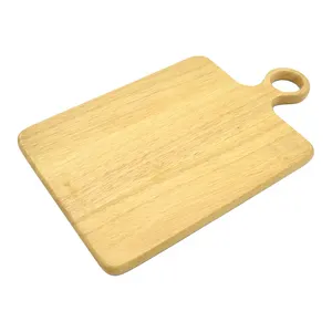 Tabla de cortar de madera con mango redondo, de madera de roble, para picar carne, queso, pan, verduras y frutas