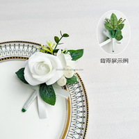 Harga Pabrik NI Bros Bunga Buatan Pin Mawar Boutonniere Pengantin Pria Teman Pria Pesta Pernikahan Setelan Buket Aksesoris Pernikahan