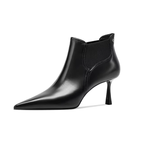 Bottines à talon aiguille élégantes et polyvalentes en cuir véritable doublées de fourrure, à bout pointu, couleur <span class=keywords><strong>kaki</strong></span>, nouvelle collection automne-hiver, fabriquées sur mesure - Product Image 3