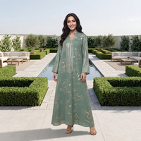 Alya 2026 – Nouvelle Abaya de fête pour femme, manches longues, sequins, maille, broderie magnifique, polyester/spandex, style islamique, faible MOQ