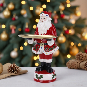 Redeco جديد إبداعي السيراميك كسارة البندق عيد الميلاد مع علبة معلمة ذهبية زخرفة سانتا كلوز تمثال للهدايا تزيين المنزل - Product Image 3