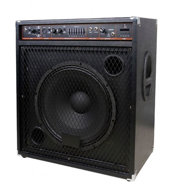 Professional 15 Inch 250W Acoustic Bass BOX Guitar Keyboard Combo Amplifier Active Speaker Wooden Case Portable 1 Channel EQ for