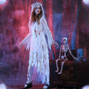 Disfraz de Novia de Halloween, Accesorios de Miedo para Casa Embrujada, <span class=keywords><strong>Escape</strong></span> <span class=keywords><strong>Room</strong></span>, Terror, Material Blanco y Negro - Product Image 1