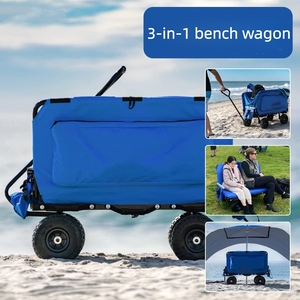 Diseño 3 en 1 integrado el vagón plegable Chaise Lounge Chair Wagon Ultimate Beach Wagons Sports Beach Cart con asiento - Product Image 5