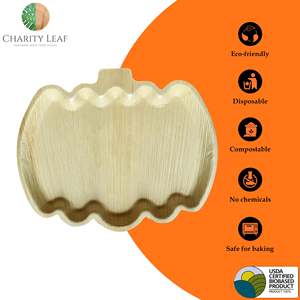 12 vassoi in foglia di palma naturale a forma di zucca, 12 x 10 cm - Product Image 3