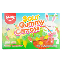 Amos 100 grammes de carottes gommeuses enrobées de sucre aigre de Pâques aux saveurs de fraise, de pomme, de citron et d'orange