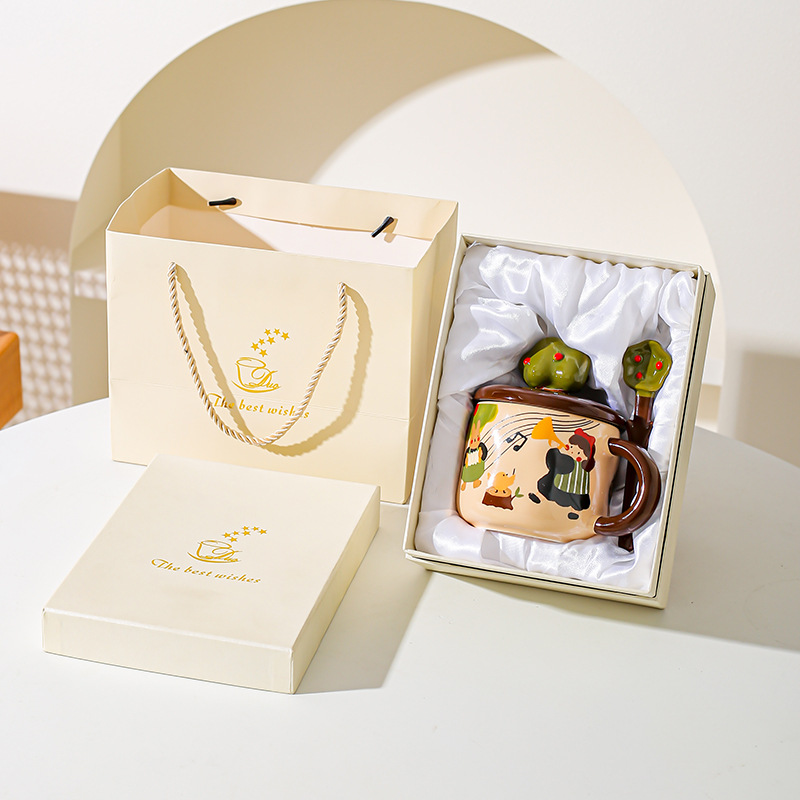 Apple tree-music rabbit-beige gift box and gift bag