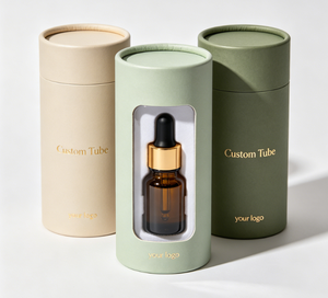 Custom Printed Biodegradable Reusable Round Paper Tube Cosmetic Bottle Packaging, High-End Kraft Cylinder Container for Skincare - Product Image 3
