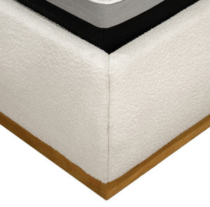 <b>Queen</b> <b>Size</b> Soft <b>Bed</b> Adjustable Convertible White Boucle Upholstered Wingback Headboard Modern Bedroom Furniture - Product Image 6