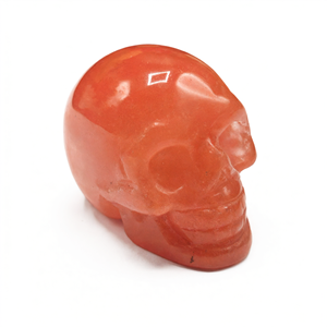 Calavera tallada a mano en piedra roja fundida - artesanía de cristal - decoración para el hogar - Product Image 2