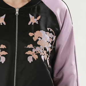 Women Plus Size Printed Stripe New Design Fashion Style Baseball Satin Silk Polyester Breathable Varsity Bomber <b>Jacket</b> for Sale - Product Image 1