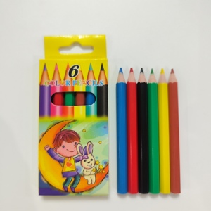 Juego de 6 Lápices de Colores Hexagonales de Plástico de Media Talla, Patrones Aleatorios, Empaque para Niños y Niñas, Diseño de Casa, Animales, Girasol, Estrella de Mar, Hierba - Product Image 2