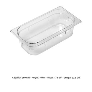 Polycarbonate GN 1/3 Food <b>Pan</b> 32.5 × 17.5 × 10 h cm, without <b>Lid</b>, -100/+100 °C - Product Image 3