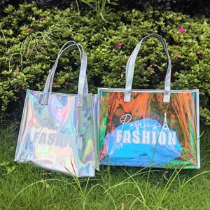 Bolsos de Mano Reutilizables de PVC para Mujer, Bolsos de Hombro con Diseño Láser Holográfico, Bolsos de Mano Impermeables y Duraderos para Mujer, Bolsos de Regalo - Product Image 5