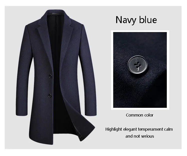 Long Trench Coat Wholesale High Quality Single Button Slim Fit Mid Length Custom Cotton Men OVERCOAT Trench Outwear Unisex,men