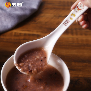 Five And Harmony Long Handle Soup Spoon Melamine White Blue Pattern For Serving Soup And Porridge - Product Image 2