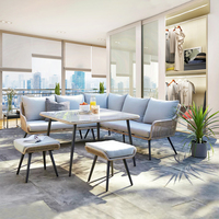 Chaise de canapé de jardin en forme de L en rotin imperméable en aluminium pour balcon et patio pour la vente en gros