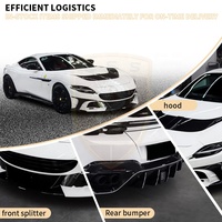 Kit carrosserie en carbone sec style MSY pour Ferrari Roma : Lame de pare-chocs avant, garnitures de phares, jupes latérales, capot, diffuseur arrière, ailerons