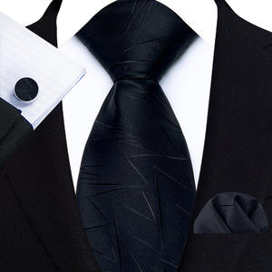 Corbata de Poliéster a Rayas para Hombre del Fabricante en Stock, Conjunto de Tres Piezas con Pañuelo de Bolsillo y Gemelos para Negocios y Viajes, Corbata Formal Roja para Novio - Product Image 2