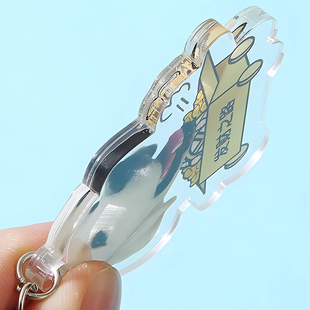 Créez votre propre design imprimé porte-clés acrylique personnalisé breloques holographiques anime porte-clés transparent cadeaux souvenirs en gros