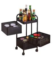 Chariot de cuisine multifonctionnel à 3 niveaux, étagère de cuisine rotative à 360 degrés support de rangement pour fruits et légumes chariot utilitaire carré de cuisine