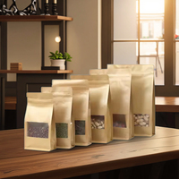 Sacs en papier kraft personnalisés pour emballage alimentaire (café, thé) avec soufflet et fermeture éclair, scellage 8 côtés, fabrication sur mesure
