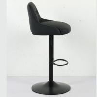 Tabouret de bar réglable Henglin noir mat, 360 °   Chaise de bar pivotante avec repose-pieds, en cuir PU pour bar à domicile et cuisine