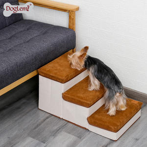 Luxe 3-traps opvouwbare honden- en puppytrap, stijlvolle dierenhuisdierentrap met opbergbox, opvouwbaar bedaccessoire - Product Image 5