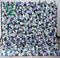Panel Bunga Mawar Hydrangea Artificial Realistis Grosir, Latar Belakang Dinding Bunga Artificial 8x8 untuk Dekorasi Pesta Pernikahan