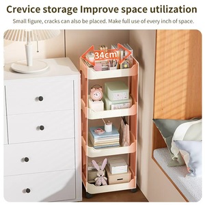 Carrito de Almacenamiento Moderno y Ecológico <span class=keywords><strong>para</strong></span> Cocina, con 5 Niveles, <span class=keywords><strong>Cesta</strong></span> de Plástico <span class=keywords><strong>para</strong></span> Frutas y Verduras, Rotación de 360 Grados - Product Image 6