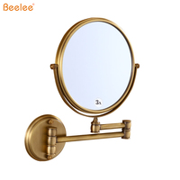 Beelee-Espejo de maquillaje M0188A para Hotel, de latón antiguo, montado en la pared, aumento de 8 pulgadas